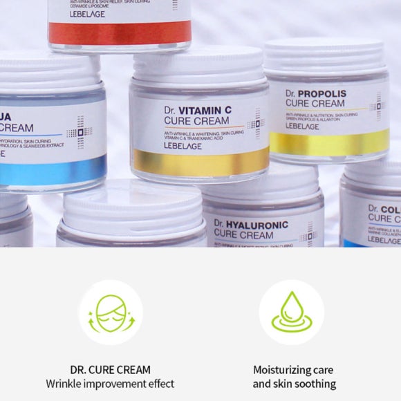 Lebelage Dr. Madecassoside/ Vitamin C/ Ceramide/ Snail/ Cica/ Aqua/ Collagen/ Peptide/ Propolis/ Hyaluronic Cure Cream 70ml (10 Options)