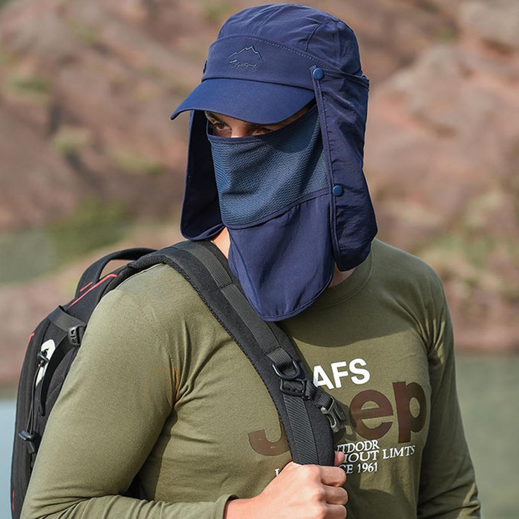 Sun Cap with Removable Face Neck Cover Flap Quick Dry Breathable Fishing Hat Summer Outdoor Sun