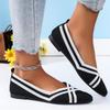 Spring New Flat-soled Single Shoes Women's Fly-woven Woven Shoes Pointed Knitted Egg Roll Shoes Large Size