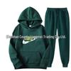 Unisex Solid Color Hooded Sweatshirt Set - Casual Spring/Autumn Two-Piece Tracksuit 2025