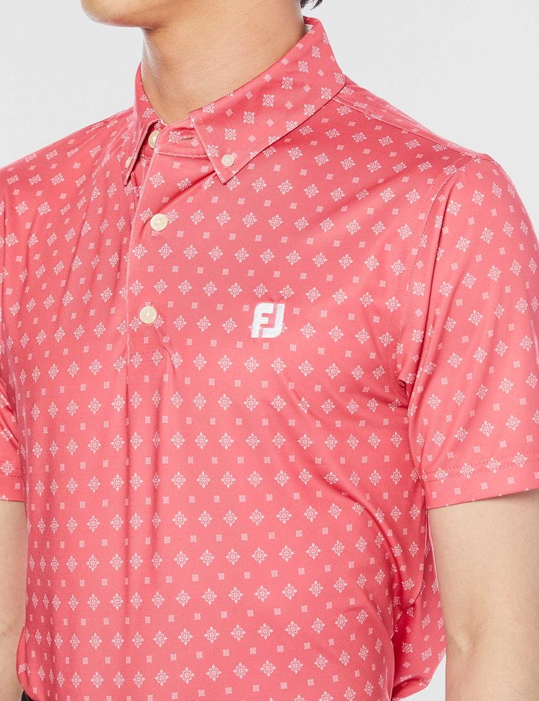 FootJoy Men's Tie Print Lyle Polo Shirt, Cape Red, Size M (FJ-S21-S02)