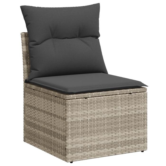 VidaXL Ensemble de 5 pièces de canapé de jardin avec coussins gris clair en poly rotin 3346002
