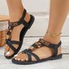 Foreign Trade New Bohemian Sandals Women's Flat Bottom Elastic Fashion Foot Cover Large Size Fish Mouth Shoes
