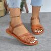 Fashion Summer New Women's Flat Bottom Roman Strap Sandals with Non Slip Rubber Soles Fashion Women's Shoes