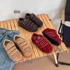 2025 осень новые кожаные кроссовки на платформе женские универсальные на липучках ретро мода повседневные спортивные туфли