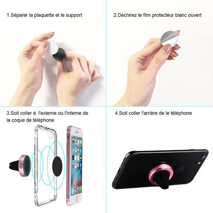 Support Téléphone Voiture - E.F.CONNECTION - Universel - Magnétique - Grille Aération - Métal