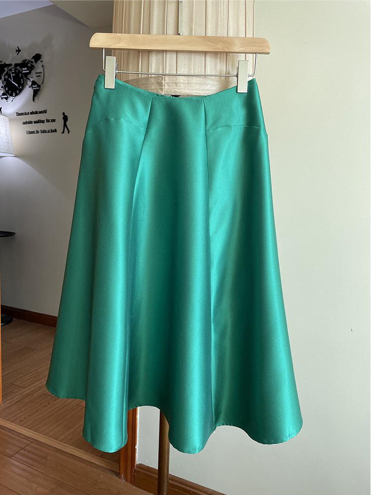 Available: Elegant High-Waisted Puffy Midi Skirt with Belt - Women's Spring/Summer Dress