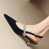 Fashion French Rhinestone Strap Bao Too Shallow Sandals Women's New Summer Pointed Toe Stiletto Stiletto High Heel Shoes