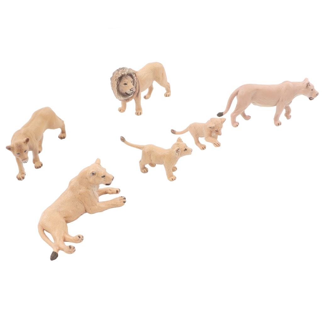 6 Pcs Lions Model Set Lifelike Mini Wild Animals Statue Lions Family Figures Decoraion for School Project