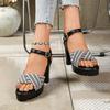 Fashion 2025 Summer Open Toe Women's Sandals Platform Mixed Colors Buckle Strap Chunky Heels Sandals Fashion Plus Size Dress Party Shoes