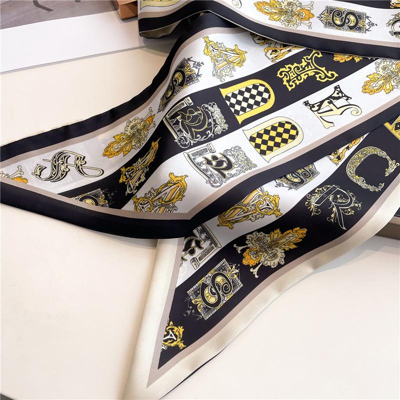 Temperament Thin Silk Scarf Silk Long Strip High-End Fashion Women'S Headscarf Versatile Thin Narrow Streamer Diagonal Scarf