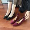 Pointed Suede Shallow Mouth High Heels Women's New Temperament Versatile Small Golden Bean Crystal Heel Single Shoes Women