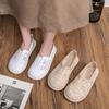 Fashion 2025 New Summer Hollow Breathable Mesh Ladies Shoes Fashionable Baotou Women's Sandals Literary Retro Minimalist Flat Shoes