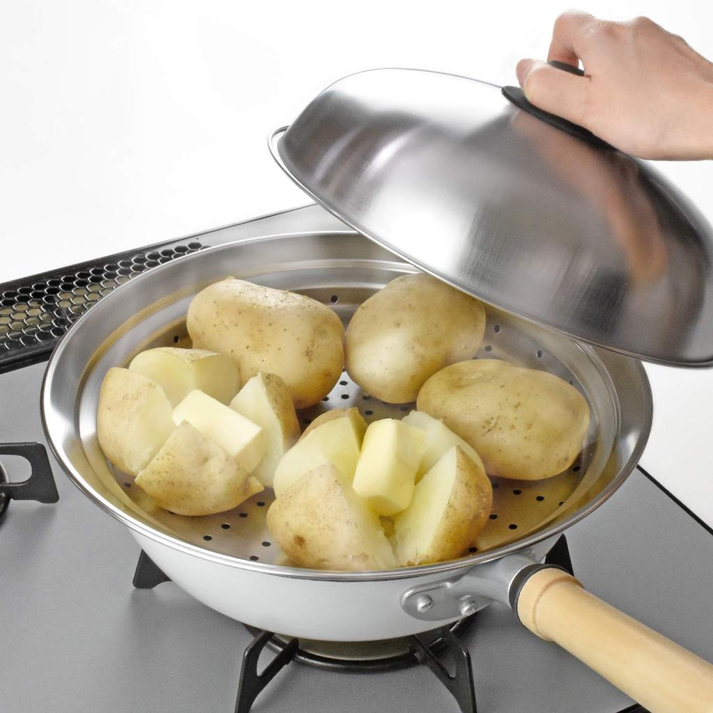 Wahei Freiz Frying Pan Transforms Into a Steamer Steaming Stand Cover for Stainless Steel Made In Japan & 24~26cm ME-7195