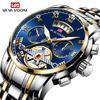 Quartz Watches Stainless Steel Flywheel Non-automatic Multi-function Mechanical Watch Fashion Luminous Waterproof Watch Male Wrist Watch
