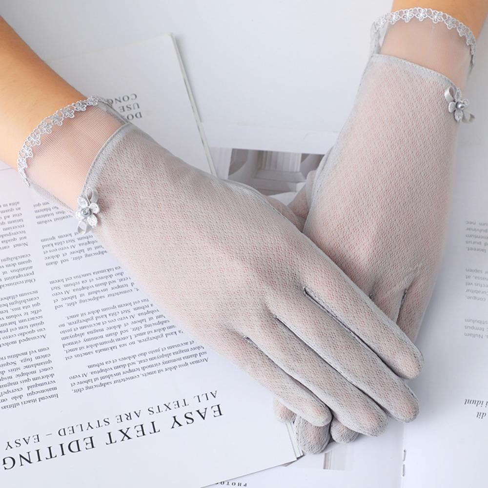 Breathable Female Sunscreen Gloves Full Finger Cycling Gloves Fashion Ice Silk Gloves  Summer