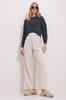 Women's Trousers New Season Fashion Light Beige Velcro Embroidered Palazzo Trousers