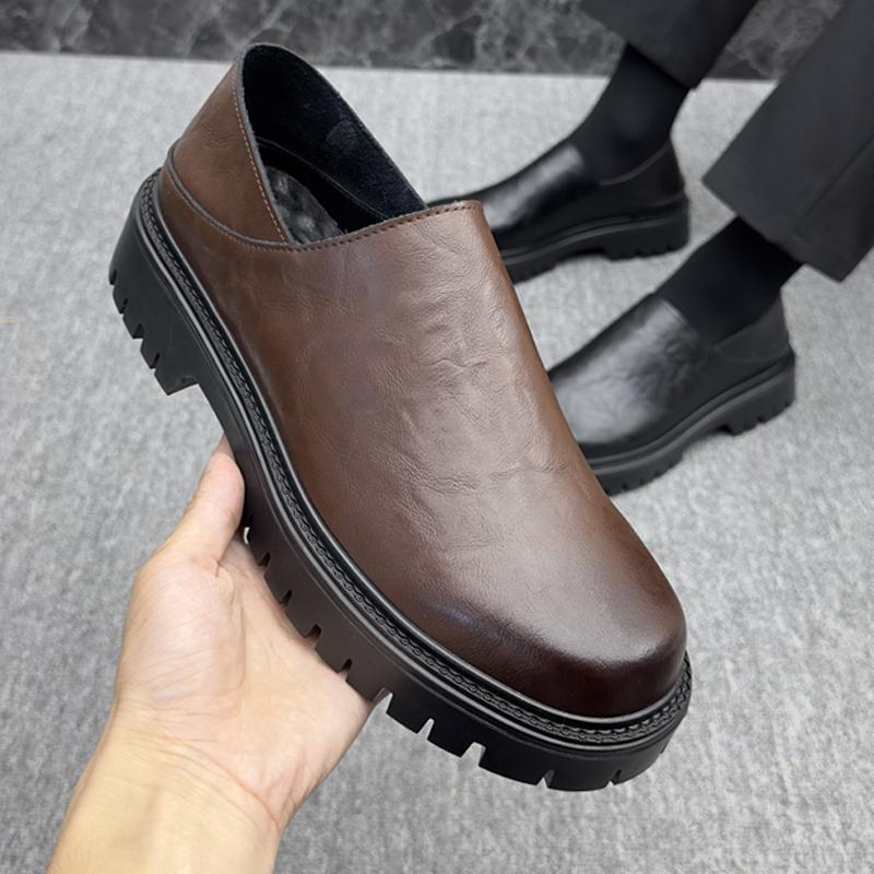 Men All-match Loafers New Breathable Men Casual Shoes 2024 Leather Handmade Mens Slip On Flats Thick Bottom Men's Outdoor Shoes