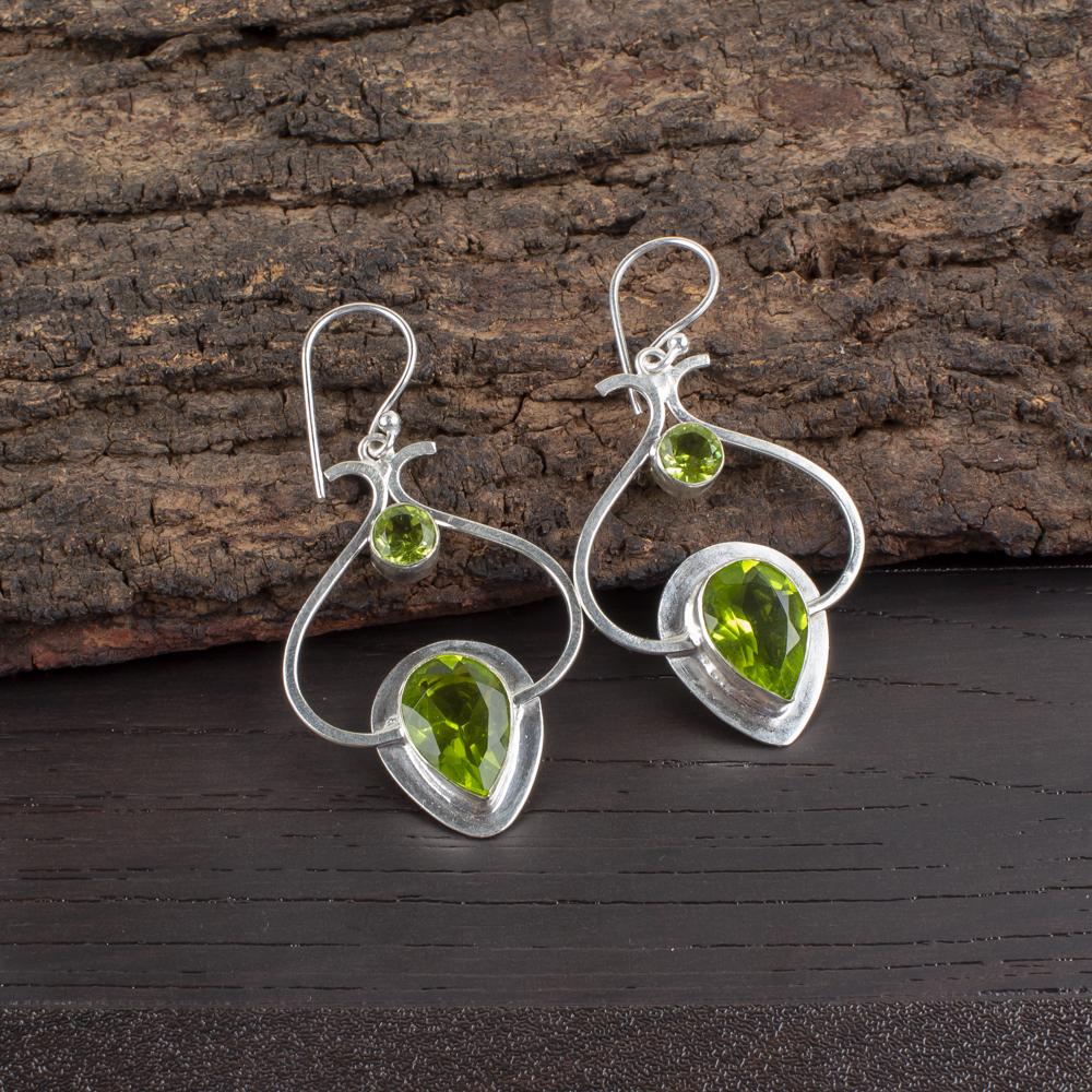 Peridot Earrings Gemstone Jewelry, 925 Solid Sterling Silver Earrings, Handmade Jewelry Birthstone Earrings, Gift For Him