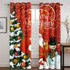 3D Christmas Curtains Christmas Christmas Tree Snowman Red Curtains Balcony Living Room Window Decorative Curtains 2 Panels