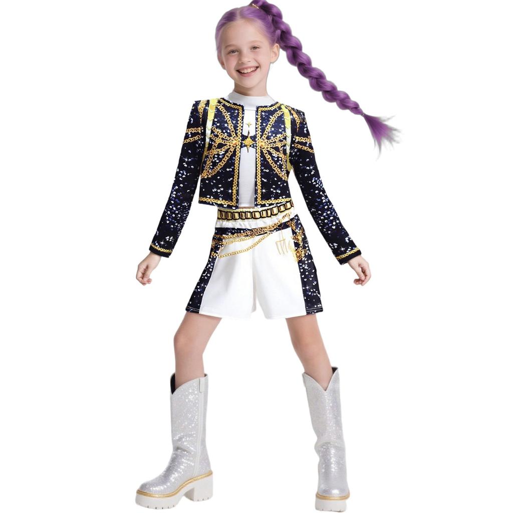 Girls K-POP Super Star Party Cosplay Costume Children Singer Rumi Mira Zoey School Stage Show Dress Up Outfit