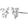 Earrings Ladies Leave It On Second Piercing 925 Silver Compatible with Metal Allergies Smaller 18k Both Ears Cute Asymmetrical Flower