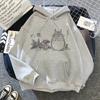 Japanese Anime Cartoon Totoro Hoodie Women Kawaii Hoodies Miyazaki Hayao Studio Ghibli Harajuku Grey Sweatshirts Unisex Sweatshirt