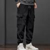 Fall Winter Men Cargo Pants Loose Drawstring Elastic Waist Plus Size Joggers Thickened