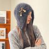 Cute Wool Hat Women'S Season Warm Lace-Up Heap Hat Showing Face Small Knitted Ear Protector Bag Head