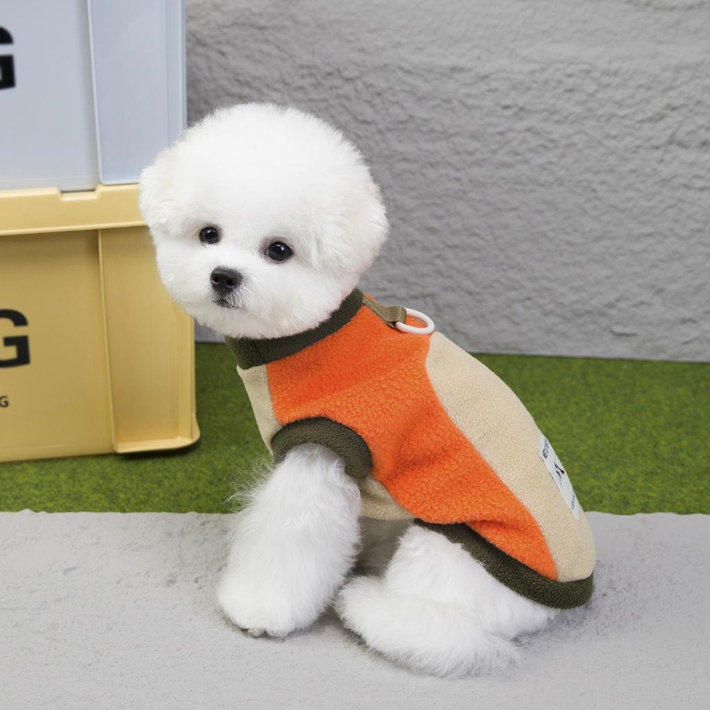 Winter Thick Fleece Two-Legged Dog Clothes Color-Block Pet Apparel for Cold Weather Warm Winter Pet Jacket Small Breed Outfit