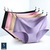 Large Size M-XXXXL Women Seamless Panties Ice Silk Mid Waist Elastic Briefs Knickers Underwear 5Pcs