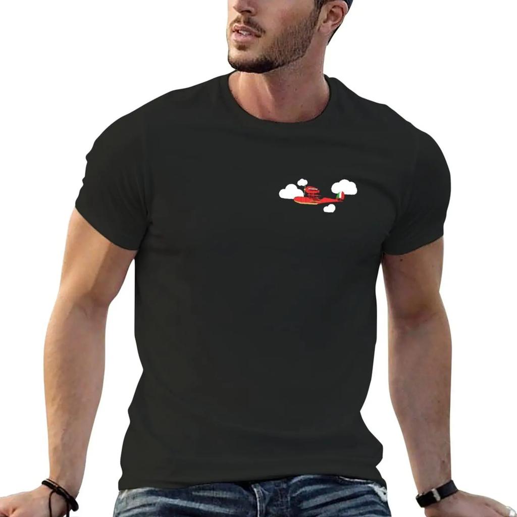 Crimson Pig Red Plane T-Shirt Plain Summer Top Custom Shirt Shirts Graphic Men Clothing