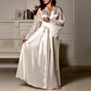 Women Satin Long Nightdress Silk Lace Lingerie Nightgown Sleepwear Sexy Robe