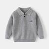 Style Children's Clothing Boys Letter Embroidery Coarse Needle Core-spun Yarn Sweater Trendy Small and Medium Children's Net Color Polo Collar Top