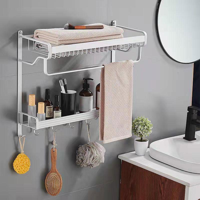 Bathroom Towel Rack Vanity Storage with Hooks Wall-mounted Toilet Racks Towel Rack Kitchen Organizer Wash Storage Rack