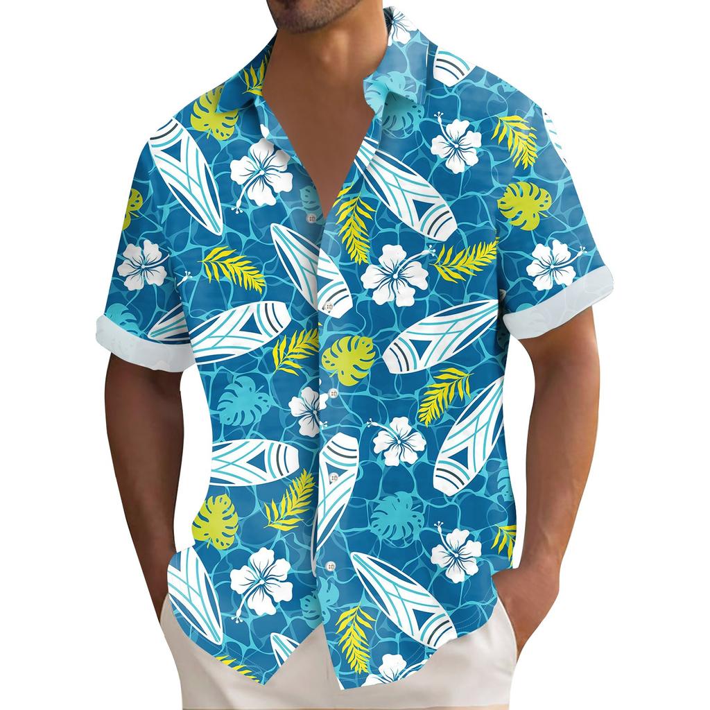 Hawaiian Shirt For Men, Men's Vintage Button Down Bowling Shirts Short Sleeve Summer Beach Shirt