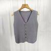 French Temperament V-Neck Single Breasted Sleeveless Casual Knitted Vest For Women
