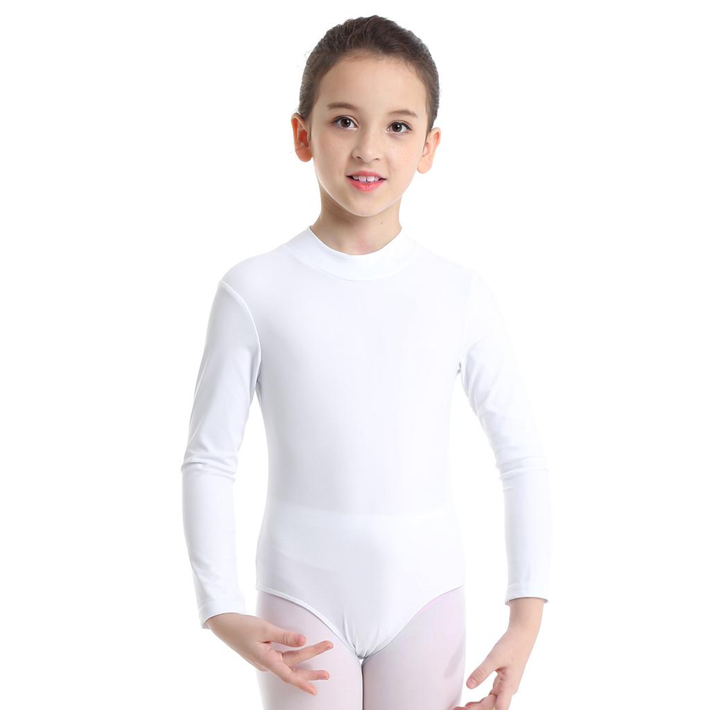 Child Long Sleeve Mock Neck Professional Ballet Dance Leotard Girls Gymnastics Bodysuit Unitard