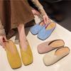 Baotou Half Slippers Women's Outer Wear 2025 Autumn and Winter New Niche Square Head Velvet Casual Versatile Soft-soled Muller Shoes