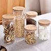 New Wood Lid Glass Airtight Canister Kitchen Cereal Dispenser Storage Box Food Keep Fresh Clear Jars Container Orgnizer