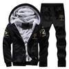 Tracksuit Fleece Hooded Jacket +Pants Sweatshirts Set Hoodies Suit Coat Sportswear Autumn Winter Warm Pullover