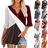 3/4 Sleeve Tops For Women Casual Ruffle V Neck T Shirts Work Blouses Dressy Tunic Tops
