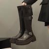Belt Buckle Thick Bottom Square Heel Women's Short Boots Autumn and Winter Retro Tall Boots Muffin Skinny Spice Girl Motorcycle Boots