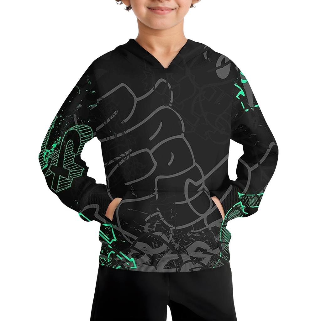 Boys Casual Fashion Long Sleeve Hooded Pocket Sweatshirt