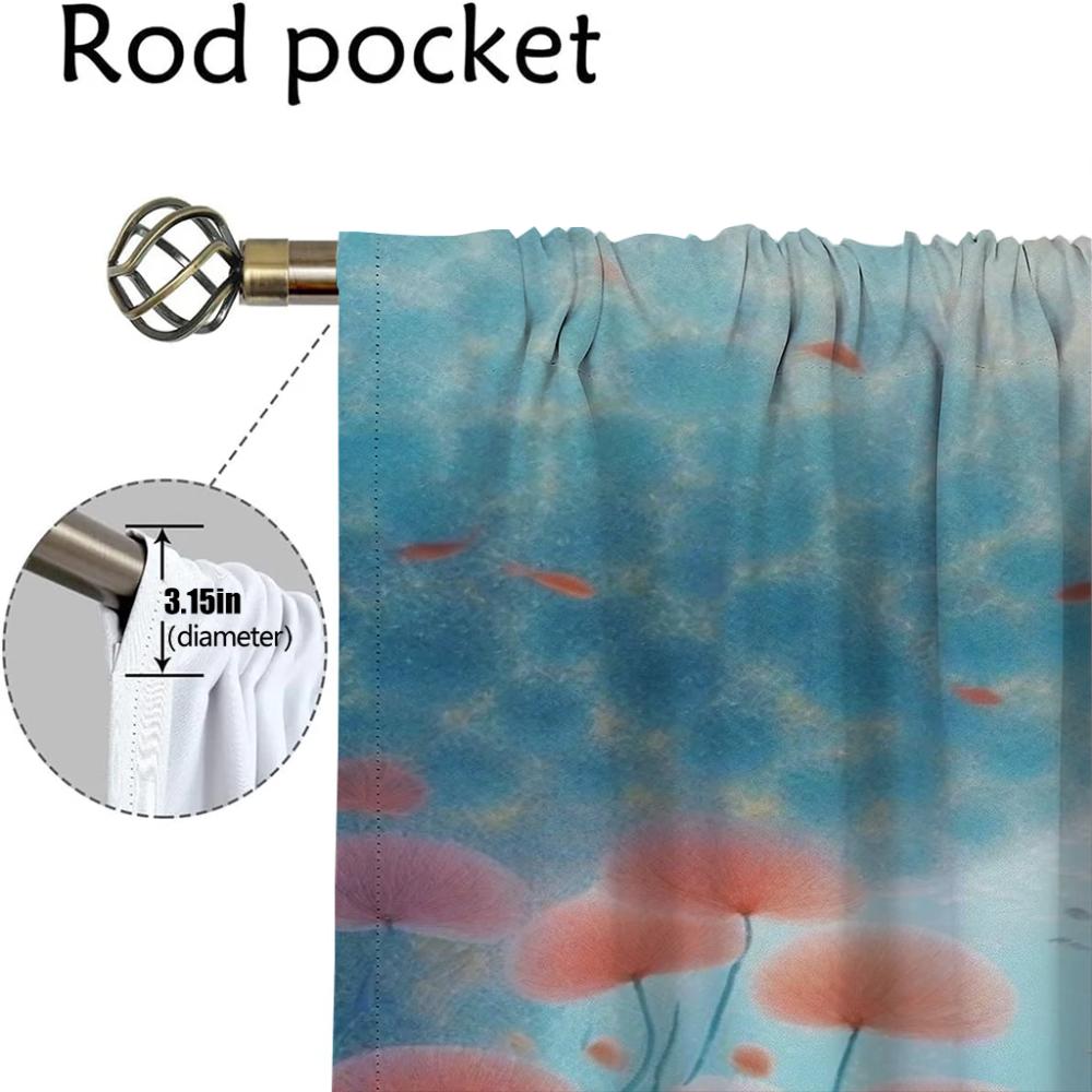 The Whale At the Bottom of the Sea Kitchen Curtains for Camera Partition Blackout Curtain for Room 2 Panel Shades Living Elegant