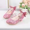 2025 New Girls' Crystal Leather Princess Shoes - Soft Bottom, Korean-Style Sequin Design