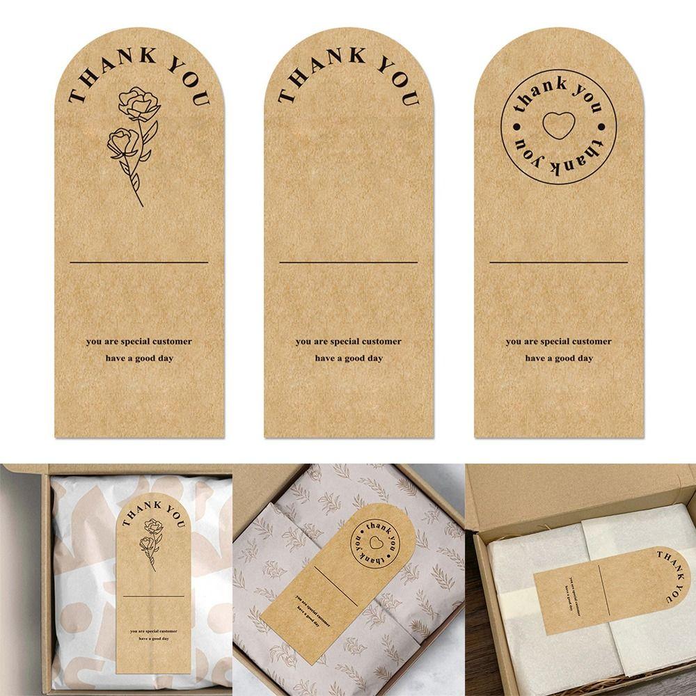 50PCS Brown Thank You Stickers Kraft Paper Sealing Labels Gift Thanks Decals Online Retails