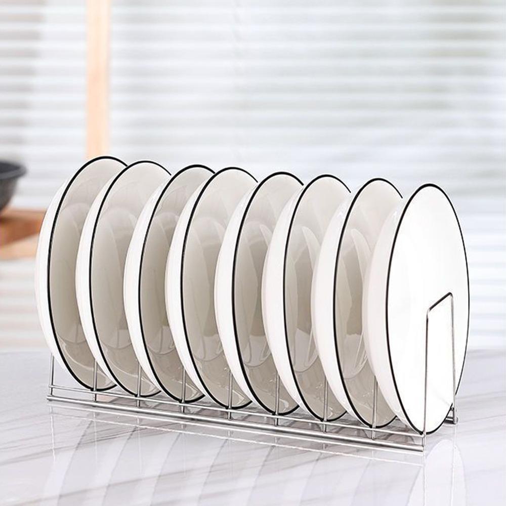 Multipurpose Plates Storage Rack Silver Bowls Plates Drainer Holder Dish Draining Rack Kitchen
