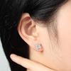 Clover Earrings Women's At Clip Cubic Gold-Plated Daily 925 Silver Stud Earrings Silver 925 Earrings