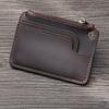 Retro Leather Card Holder  Change Bag  Mini Bag Cowhide Portable Zipper Hanging Key Thin Coin Bus Card Cover